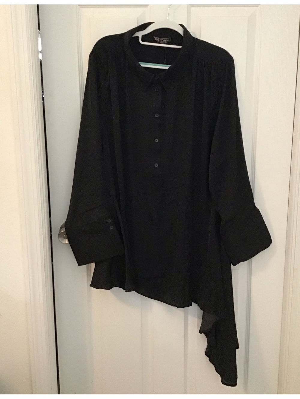 DC Black Asymmetric Hem Button-Down Shirt